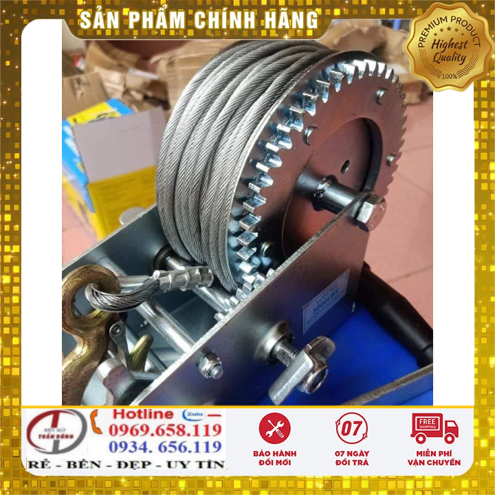 Tời quay tay trọng tải kéo 1360kg  cáp dài 10m