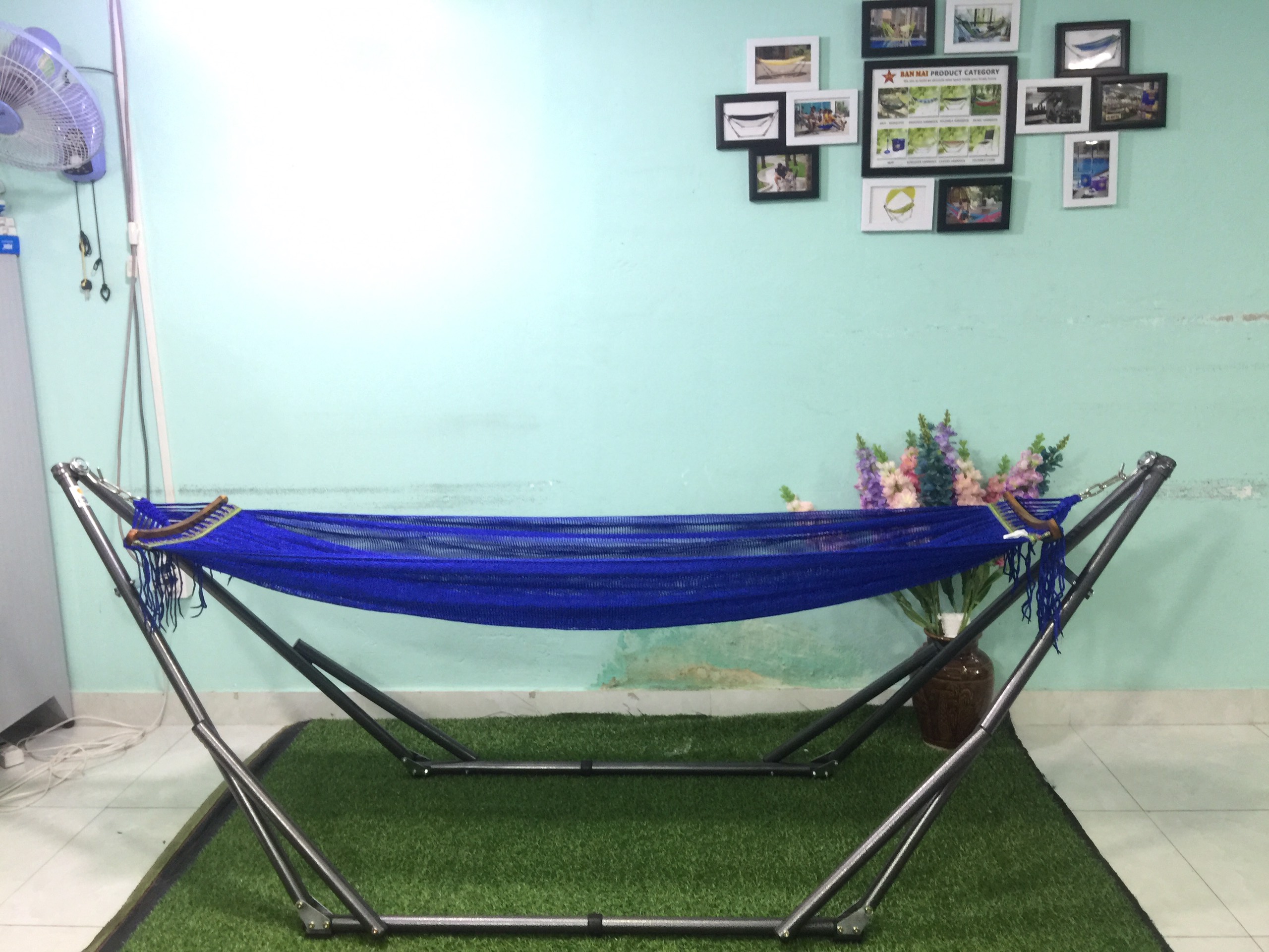 Bộ khung võng BAN MAI:  khung võng sắt sơn tĩnh điện P32+ Lưới dày số 9 cán gỗ 40