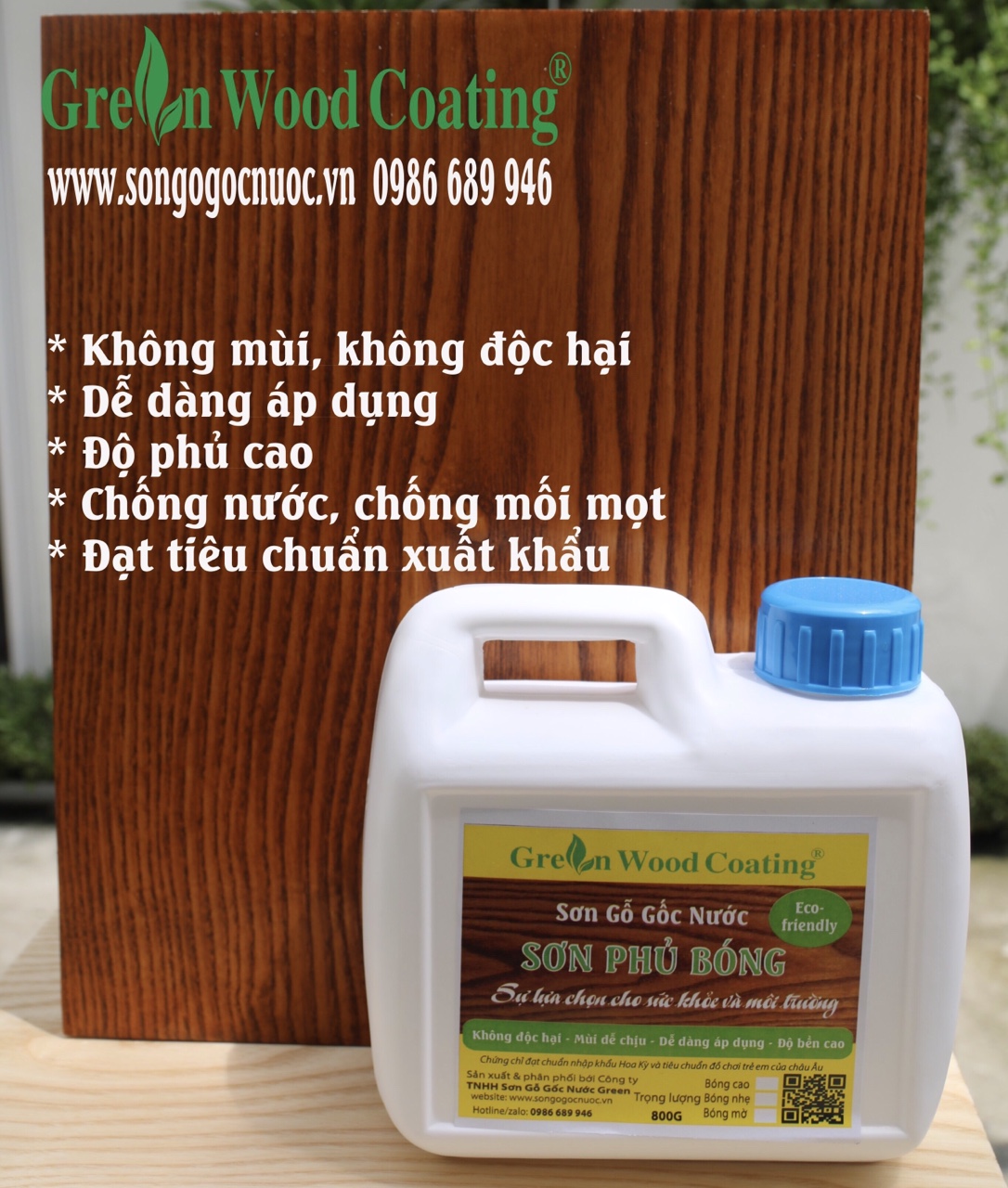 [HCM]Sơn Gỗ gốc Nước Green - Sơn phủ bóng hoàn thiện bảo vệ gỗ