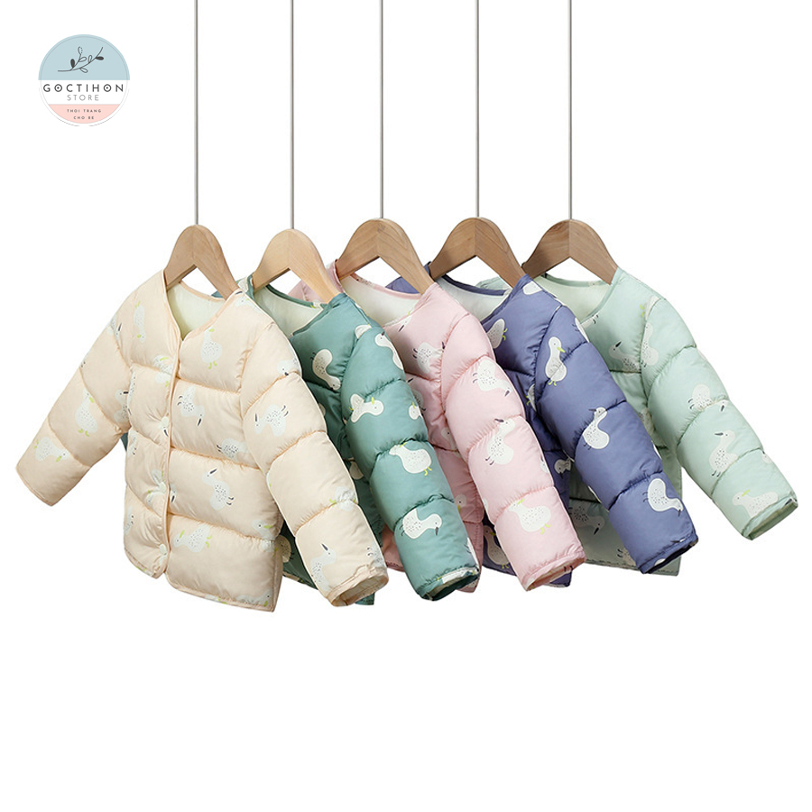 Áo phao xuất hàn lông vũ siêu nhẹ cho bé trai bé gái size 80-130cm