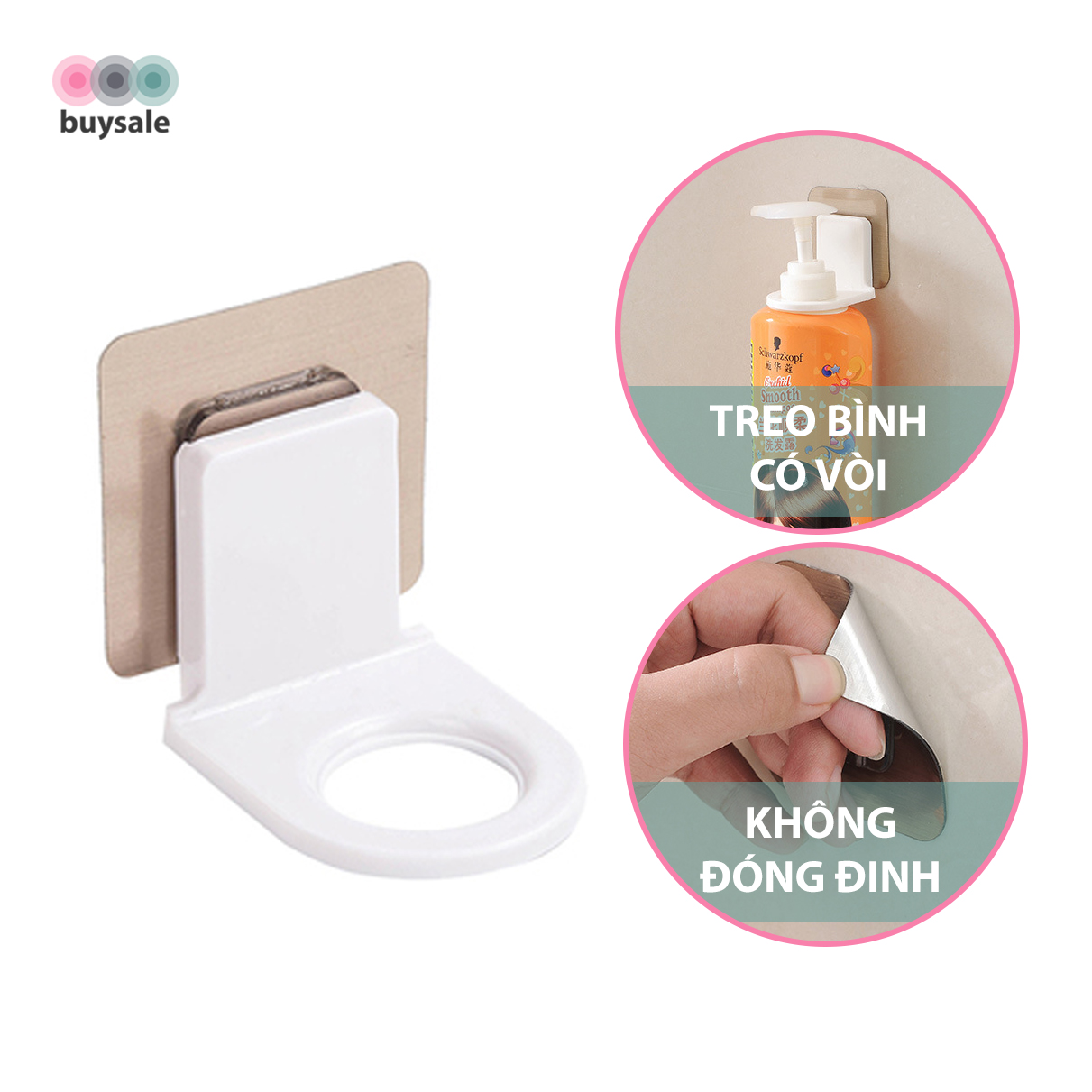[HCM]Miếng dán tường treo bình xịt rửa tay dầu gội sữa tắm có vòi siêu dính - buysale - BSPK150