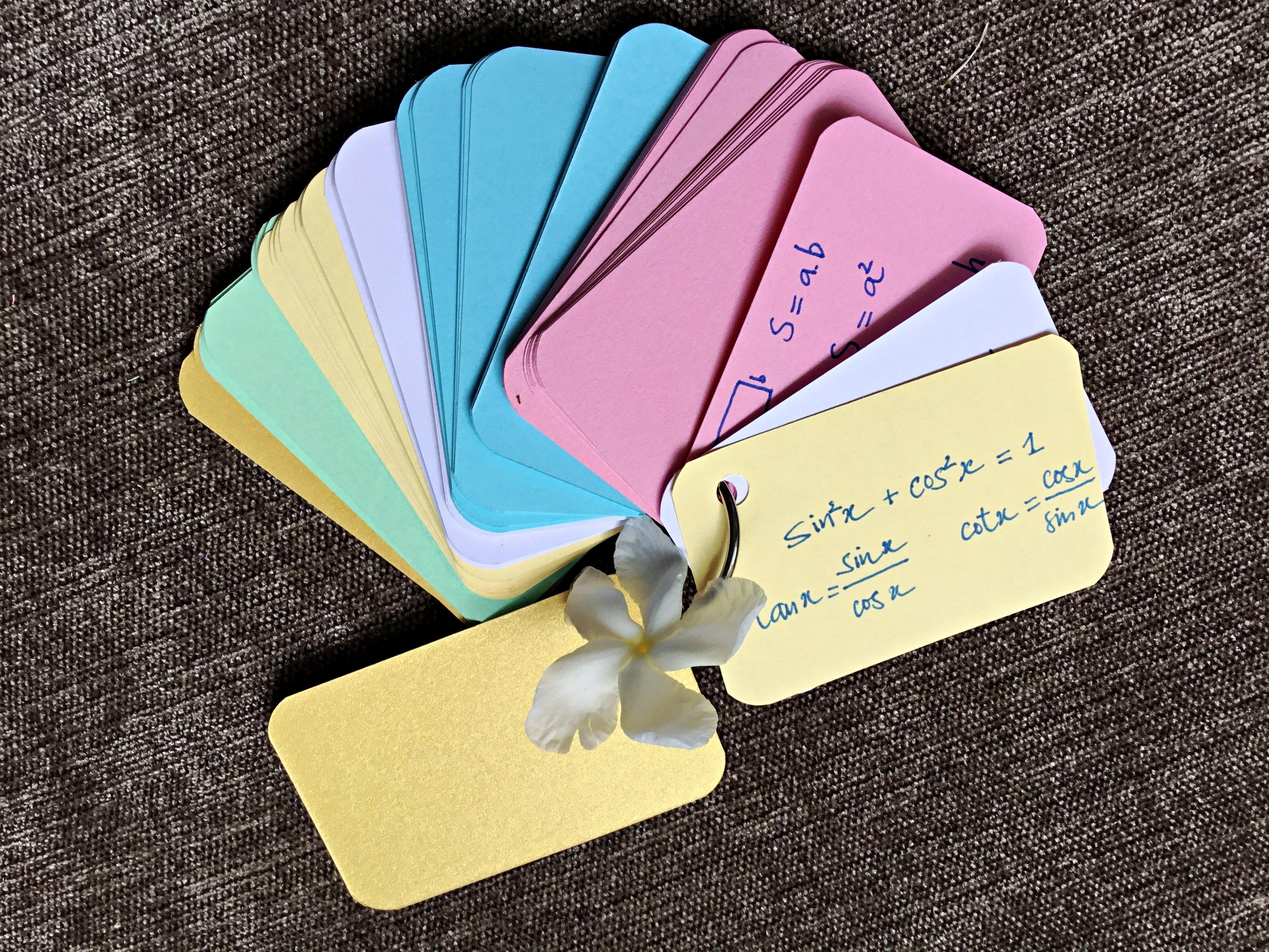 combo 500 thẻ flashcard màu thái mix 5 màu kèm khoen bìa cao cấp