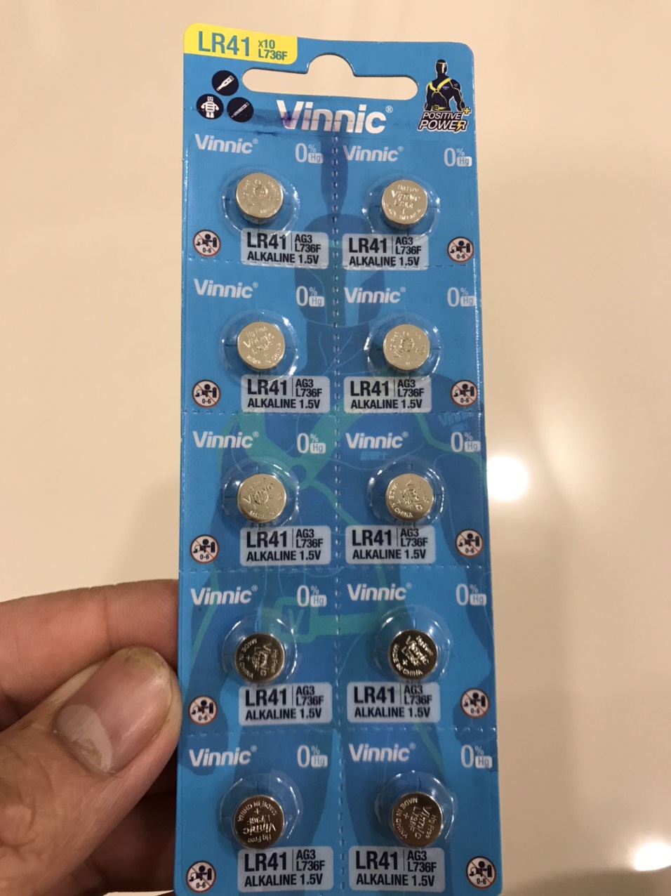 1 vỉ 10 viên pin lr41 ag3 l376f vinnic chính hãng