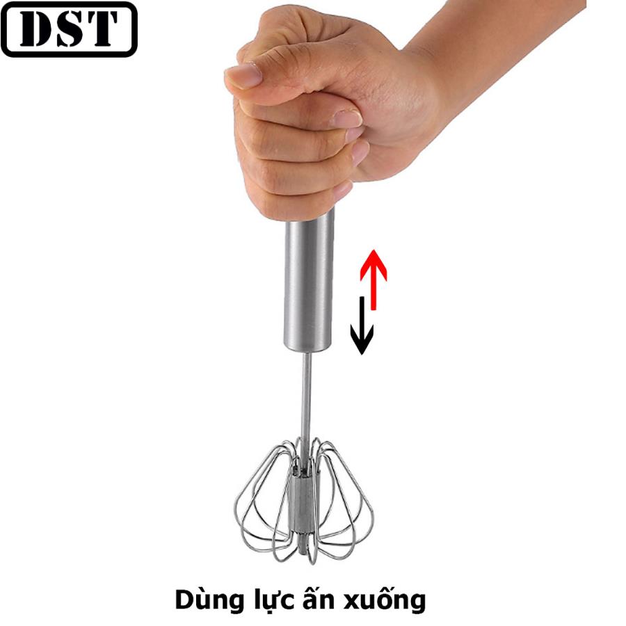 Cây đánh trứng, tán bột, khuấy cà phê inox cầm tay có trục xoay trợ lực tiện lợi, nhỏ gọn, rửa sạch dễ dàng