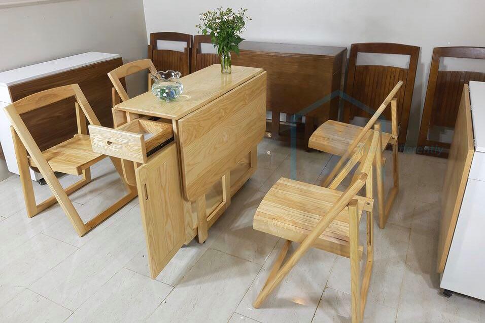 Bộ bàn ăn gỗ sồi 4 ghế đầy đủ kích thước 1m4x 0,9m x 0,73m
