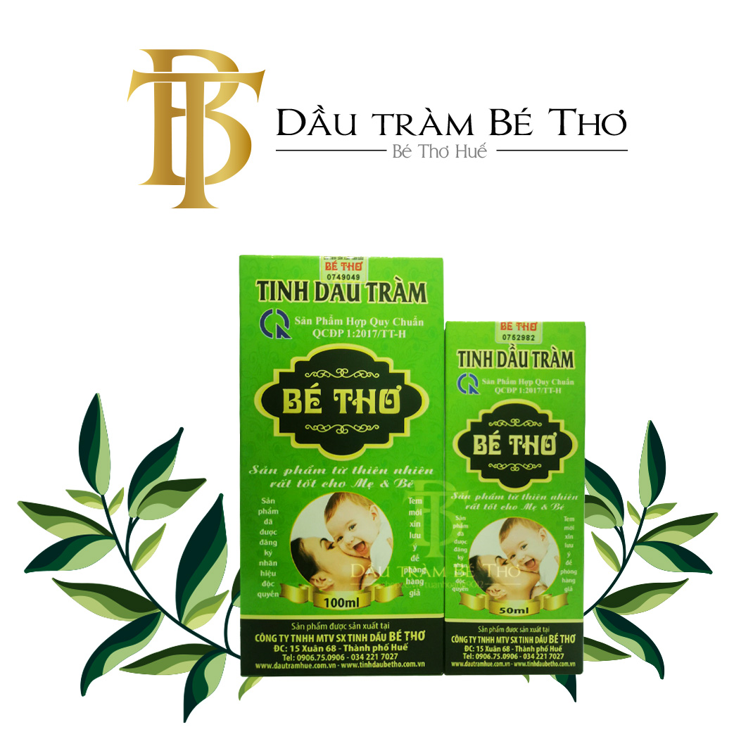Tinh dầu tràm xanh Bé Thơ ngăn cảm chống gió ngừa sổ mũi ngạt mũi, kháng khuẩn giá rẻ