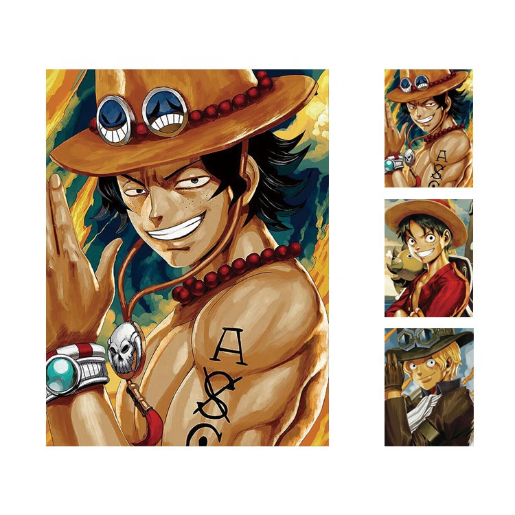 One Piece Transformation Poster 3D Pirateninsel – Ruffy, Ace, Sabo – Spiel-/Arbeitsecke Dekoration