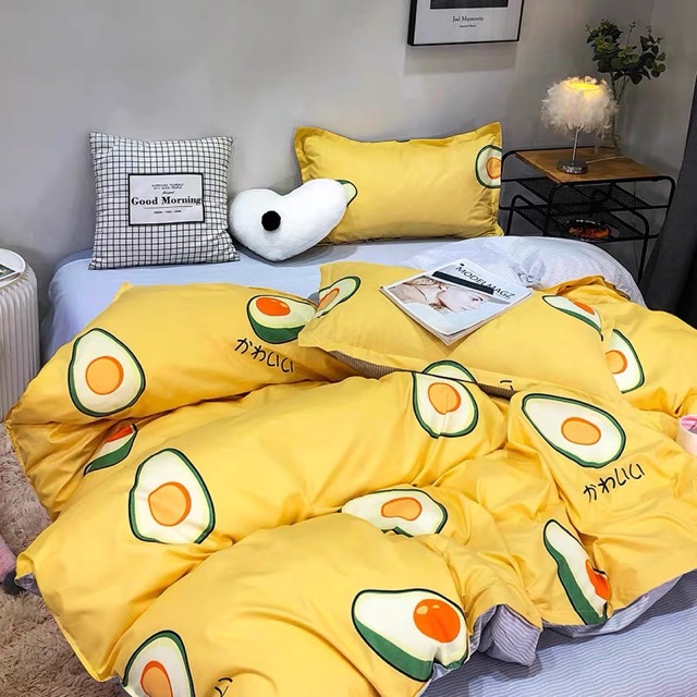 Set Ga Gối Bộ ga gối việt nam 3 Món Mẫu Bơ Vàng Siêu Dễ Thương Cho Bé PR047