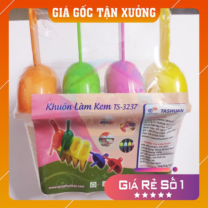 Bộ khuôn làm kem cà rem gồm 4 que Tashuan TS-3237 bằng nhựa cao cấp an toàn cho người sử dụng hàng Việt Nam chất lượng cao - Nhà Của Bạn Store