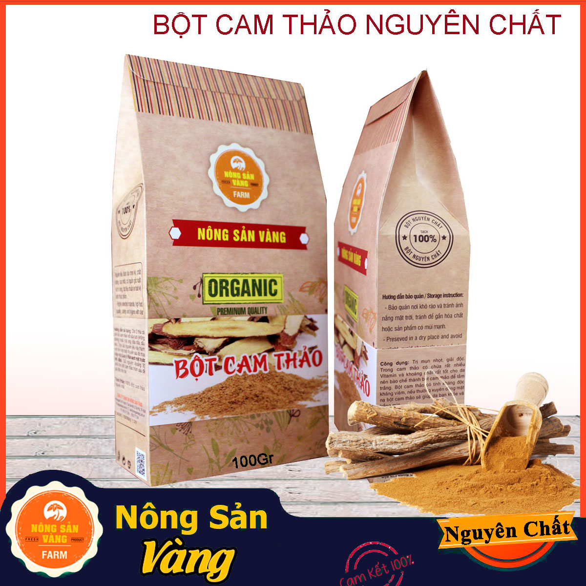 Bột Cam Thảo cao cấp 100gr giảm mụn trắng da - Nông Sản Vàng