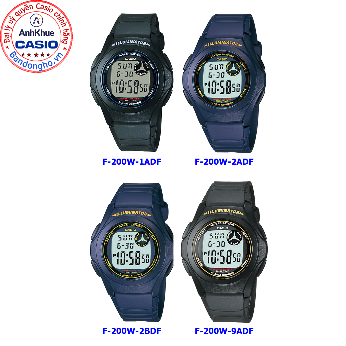 Đồng hồ nam nữ Casio F-200 ❤️ 𝐅𝐑𝐄𝐄𝐒𝐇𝐈𝐏 ❤️ Đồng hồ Casio chính hãng Anh Khuê đồng hồ dây nhựa huyền thoại