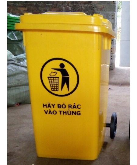 Thùng rác nhựa 100 lít màu vàng