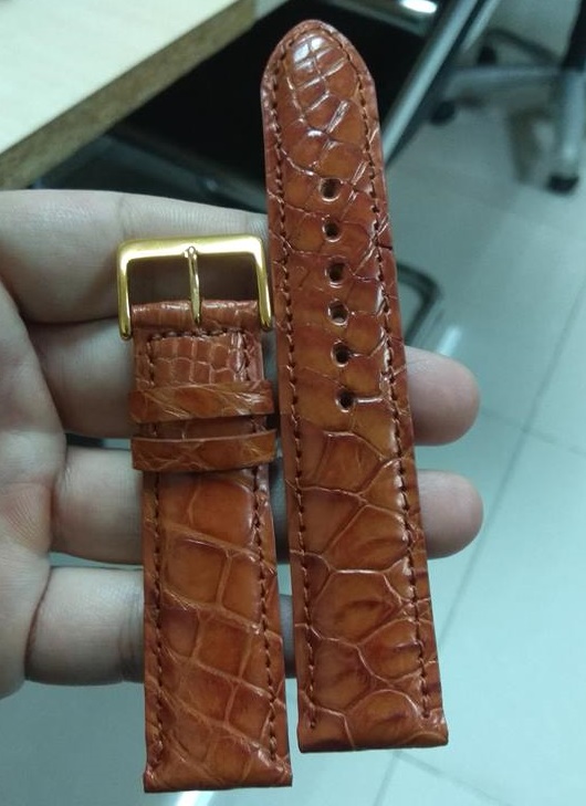 Dây đồng hồ da cá sấu thật handmade size 16
