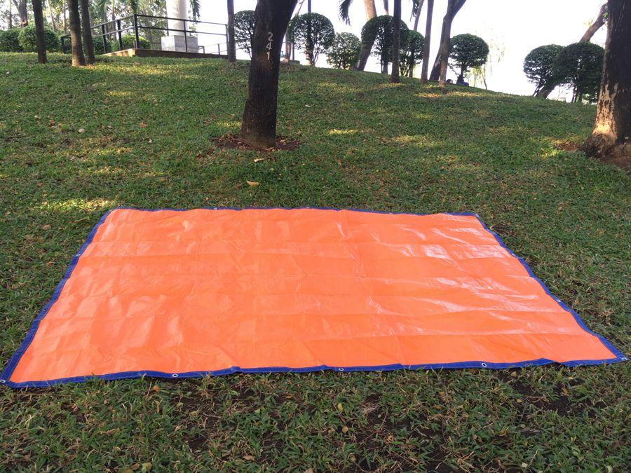 Tấm bạt kích thước 4x5m, màu xanh - cam, may sẵn,  không thấm nước