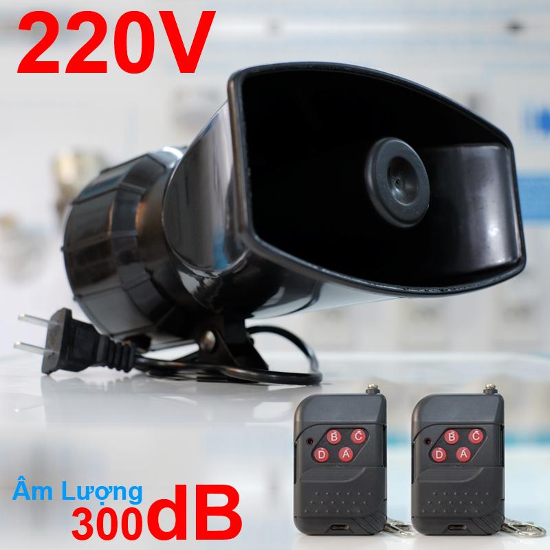 Còi hú báo động khẩn cấp điện 220v km-r100w âm lượng 300db - 2 remote
