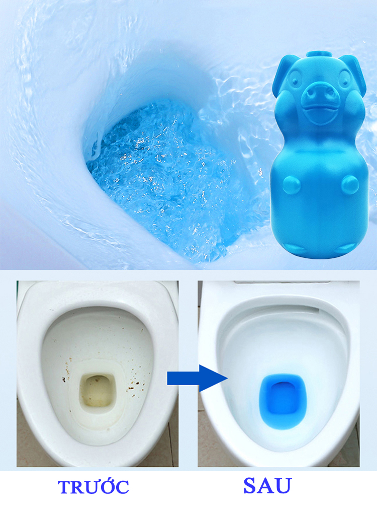Lọ thả bồn cầu diệt khuẩn, hết mùi hình con heo - chai thả bồn cầu mới