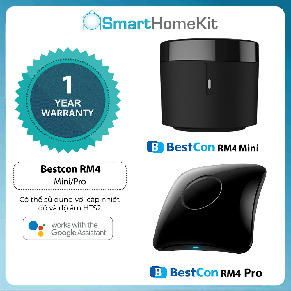 Broadlink RM4 mini/ RM4 PRO dùng được cáp nhiệt ẩm, điều khiển điều hòa thông minh với hồng ngoại và RF