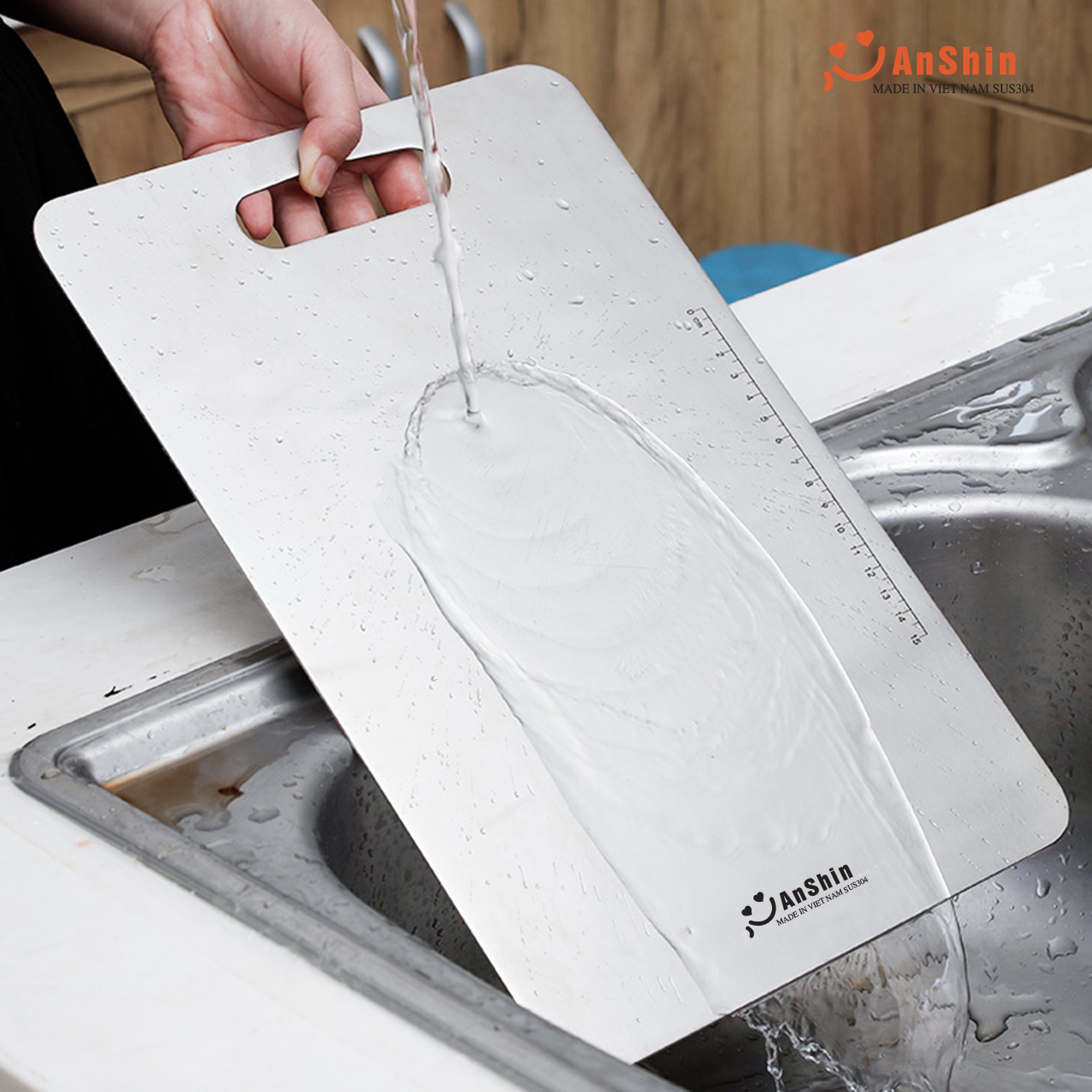 Thớt inox 304, thớt inox Anshin, thớt chống nấm móc, thớt kháng khuẩn, thớt giã đông nhanh