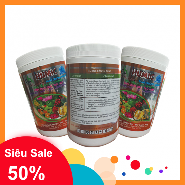 [HCM]Phân bón hữu cơ HUMIC SIÊU RỄ CHÁNH HƯNG - Hộp 1 KG -  Kích rễ cực mạnh giải độc bật mầm siêu tốc tốt nhanh xanh lá cứng cây hống rụng hoa hạt trái non do bệnh lý - Sử dụng cho rau cây ăn trái hoa lan hoa hồng cây kiểng