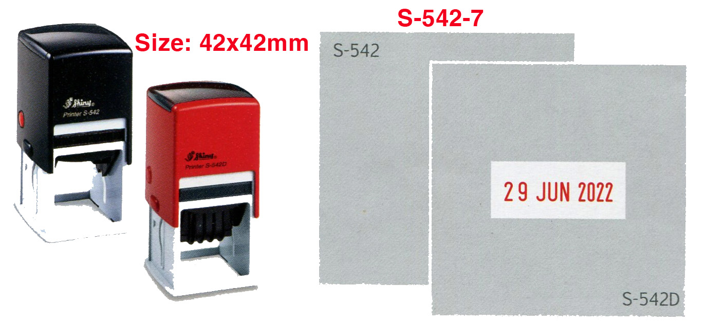 Khắc dấu nội dung có ngày tháng năm shiny s-542d 42 x 42mm