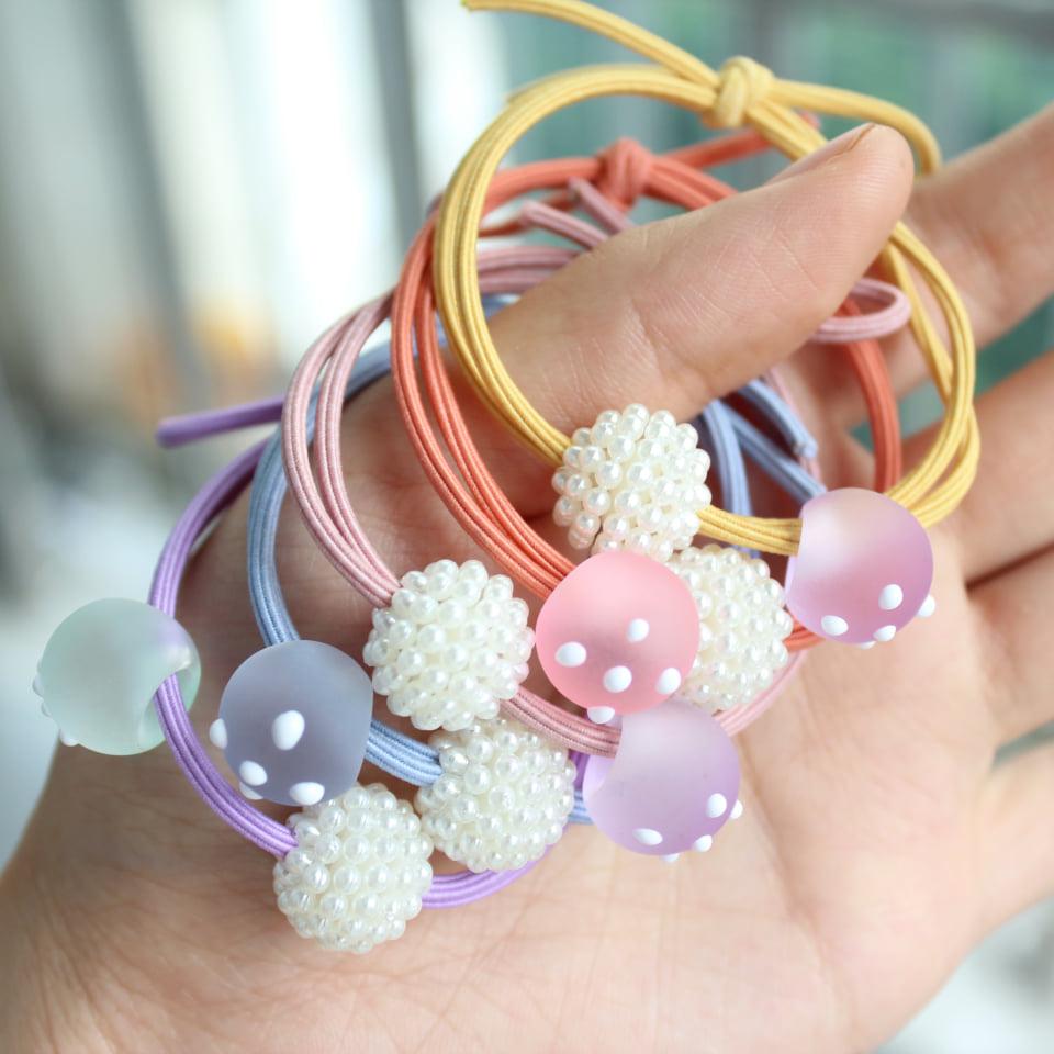 Set 10 dây buộc tóc hạt tròn