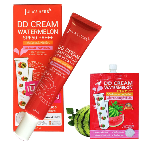 Kem chống nắng dưa hấu JULA’S HERB DD Cream Watermelon SPF50, PA+++, Thái Lan chính hãng, chống trôi, nâng tone da, dưỡng da