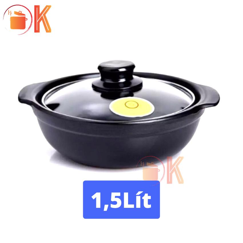 Nồi đất kho cá cao cấp - nồi nấu mì cay tráng men - nồi đất kho tộ dung tích 1.5lít tp-n067