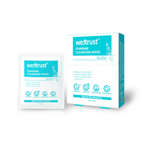 Wetrust khăn ướt làm sạch bảo vệ và chăm sóc da vùng kín tinh dầu trà xanh