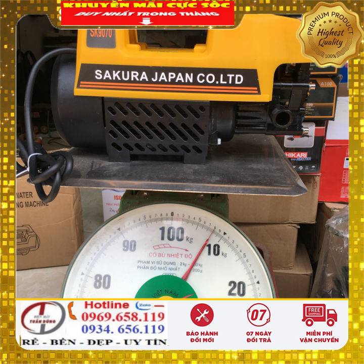 Máy bơm xịt rửa xe áp lực cao Sakura 2500w ,máy bơm xịt rửa xe áp lực cao mini +Tặng bình xà phòng