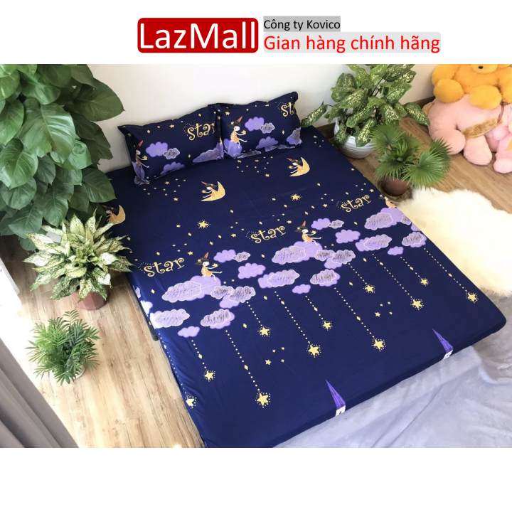 Bộ ga gối cotton poly 3 món họa tiết mẫu sao rơi Sunzin  Kho chăn ga gối, ga giường, drap giường
