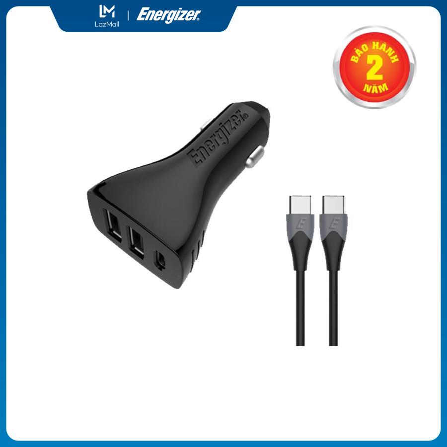 Sạc ô-tô energizer 35w 2usb/1usb-c kèm cáp usb-c2.0 - dc21pgucc3