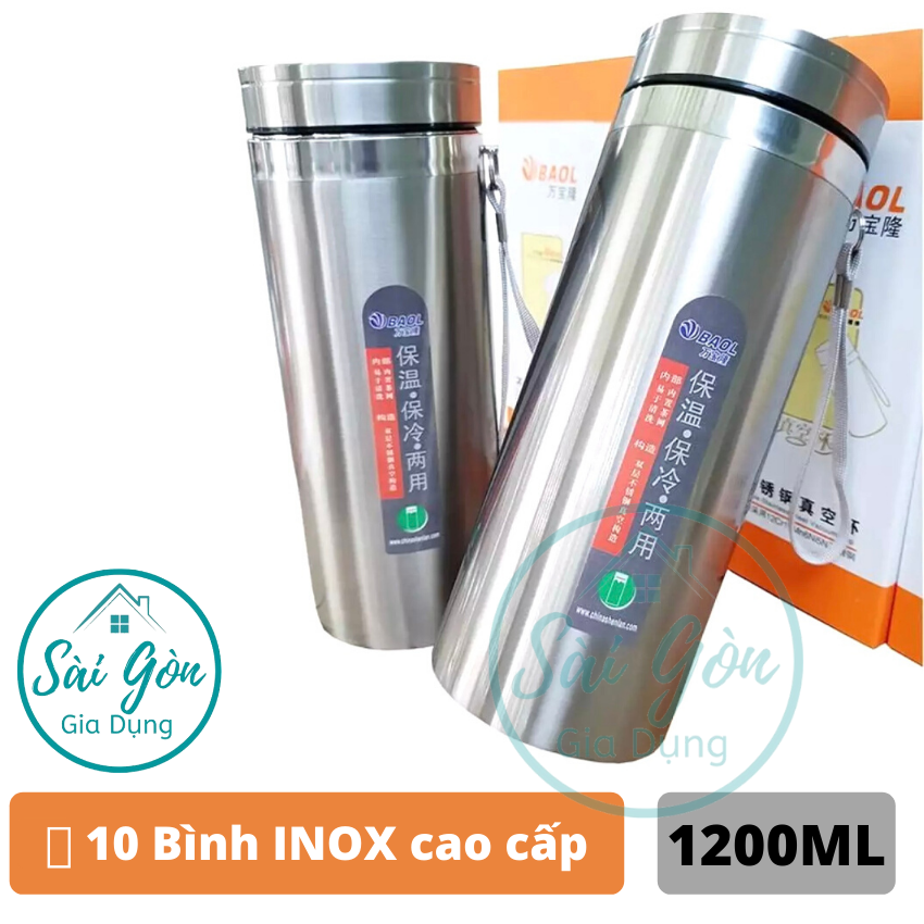 [HCM]Bình Giữ Nhiệt Baol 1200 ML  1 lít 2 Inox 304 Có Lưới Lọc Đá giữ nhiệt trên 8h MH-B095