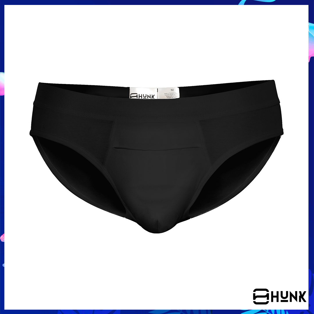 [Biniki giọt nước] Quần lót tam giác nam Hunk Ultimate Pouch thiết kế giọt nước - Đen - Ngăn mồ hôi và giảm ma sát tối đa