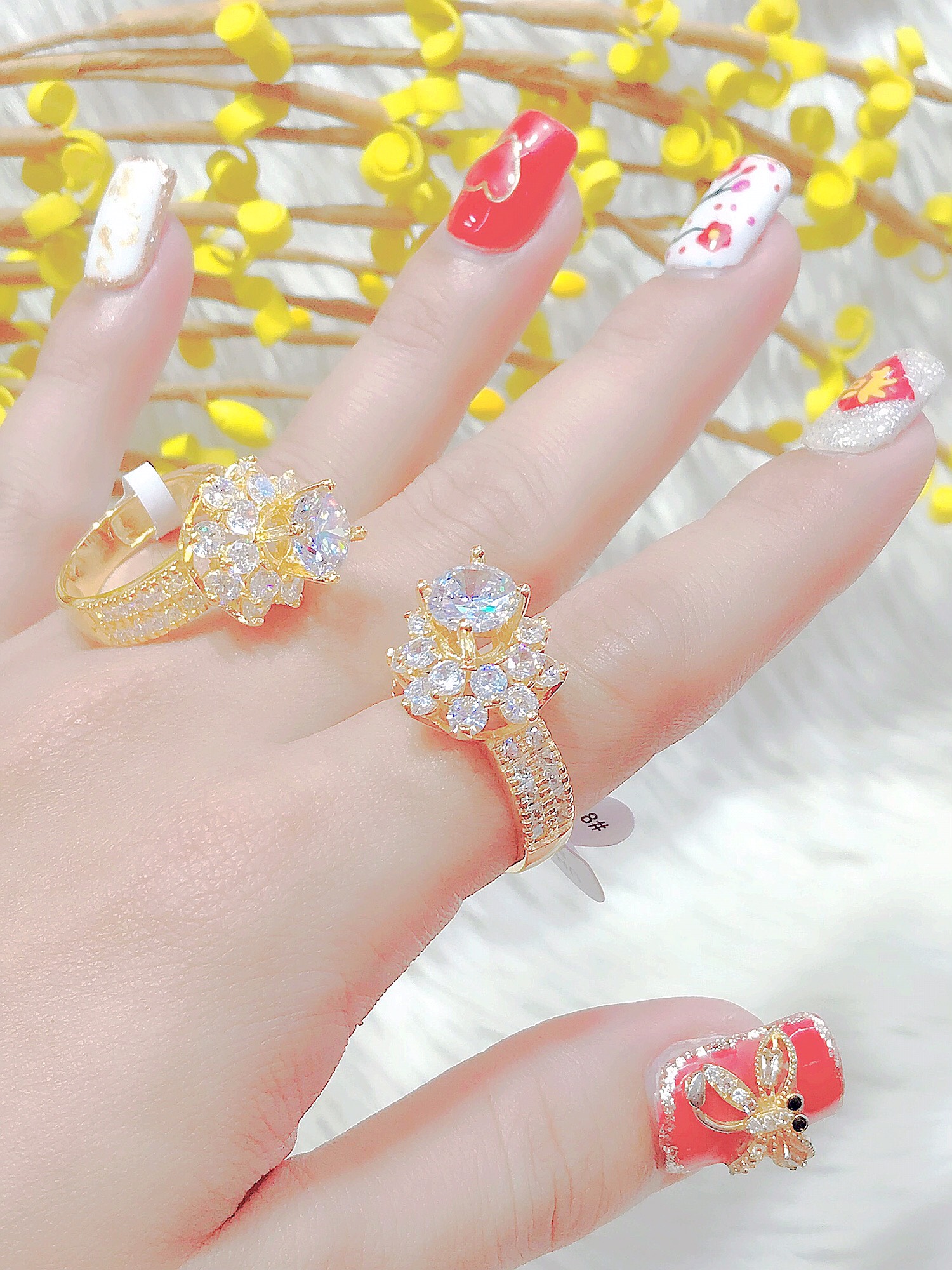 Nhẫn nữ đính đá mạ vàng 18K cao cấp Free&Easy thiết kế tinh xảo cao cấp sang trọng trang sức hottrendFE.nhan459