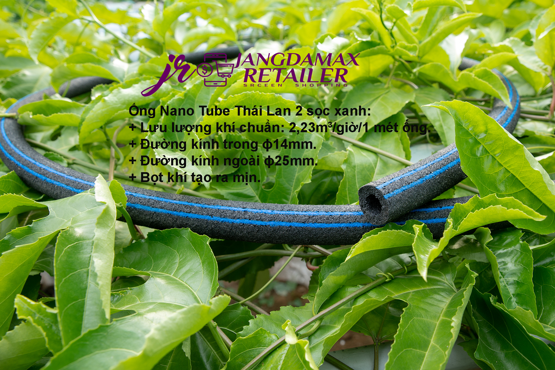 16M ỐNG DÂY OXY NANO TUBE THÁI LAN 25-14 (2 SỌC XANH)