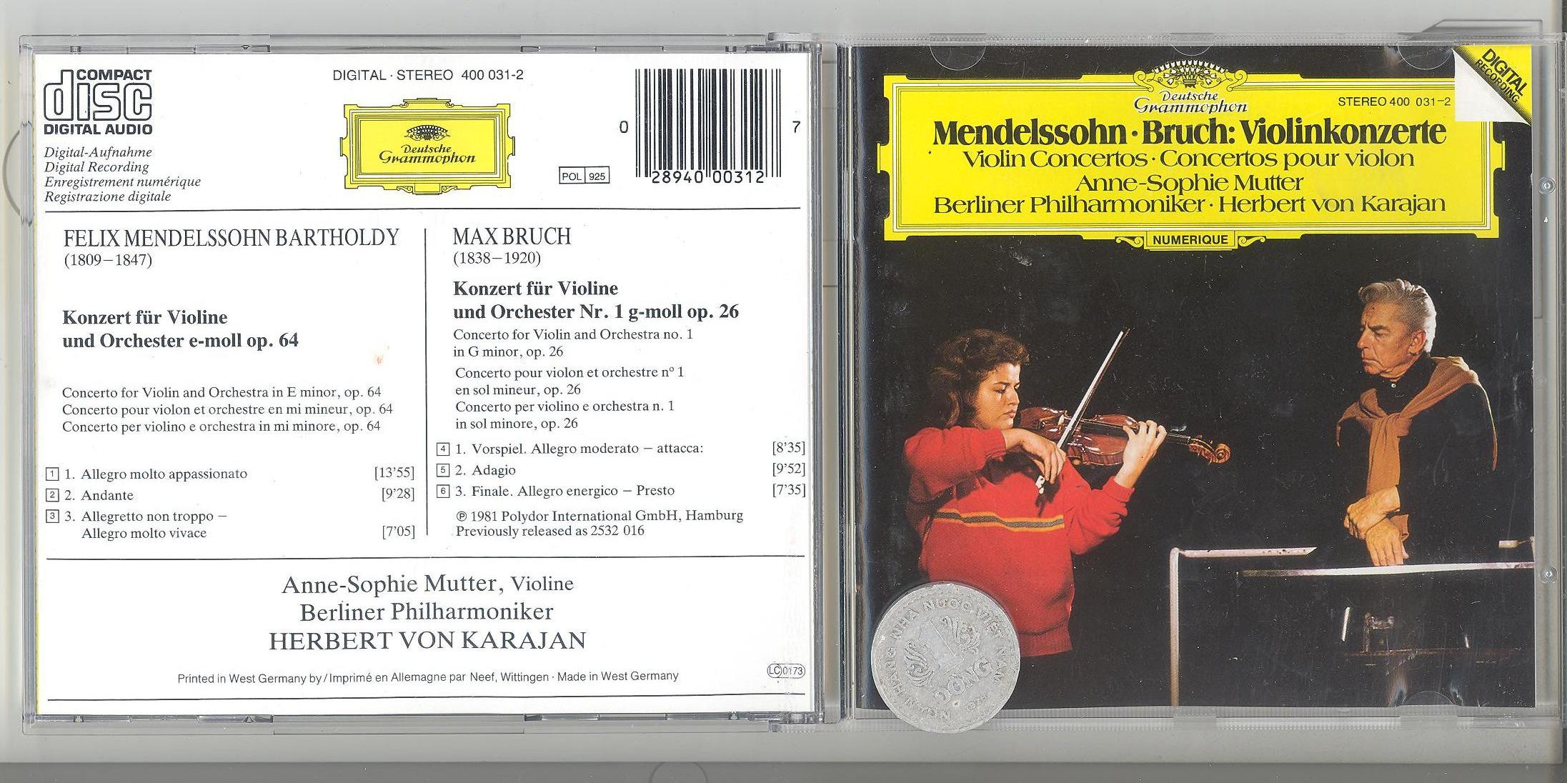 stereomate - Đĩa nhạc - CD gốc: Anne-Sophie Mutter Mendelssohn / Bruch - Violin Concerto