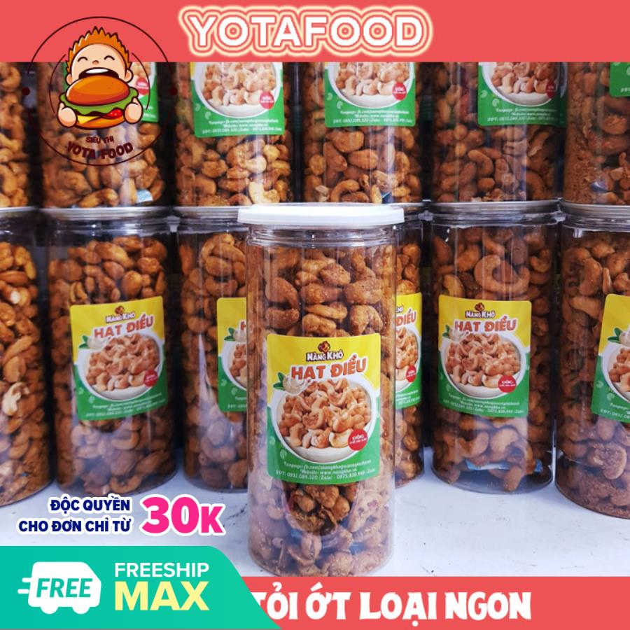 Hạt Điều Rang Tỏi Ớt Loại 1 ( điều nguyên )  Yotafood -  Hộp 500GR