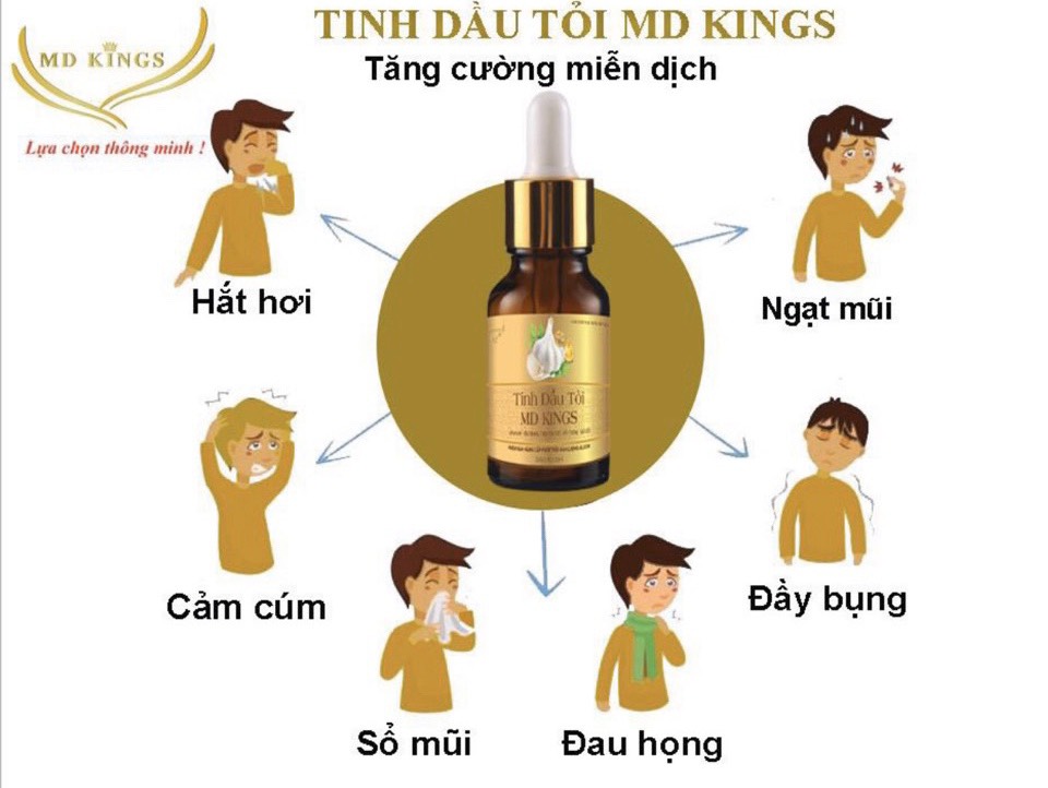 Tinh dầu tỏi MD Kings (30ml) - tăng cường hệ miễn dịch, giảm cúm vặt ở trẻ nhỏ