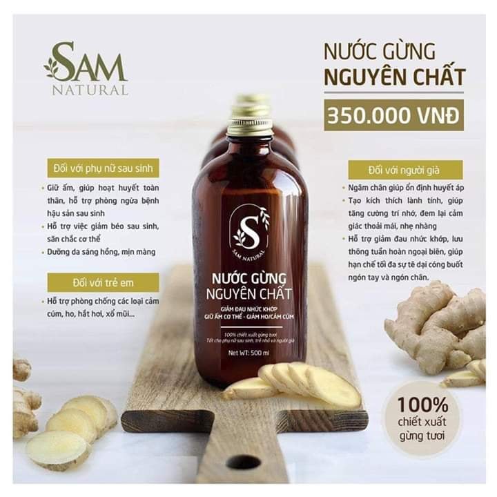 NƯỚC GỪNG NGUYÊN CHẤT- CHIẾT XUẤT 100% TỪ GỪNG TƯƠI
