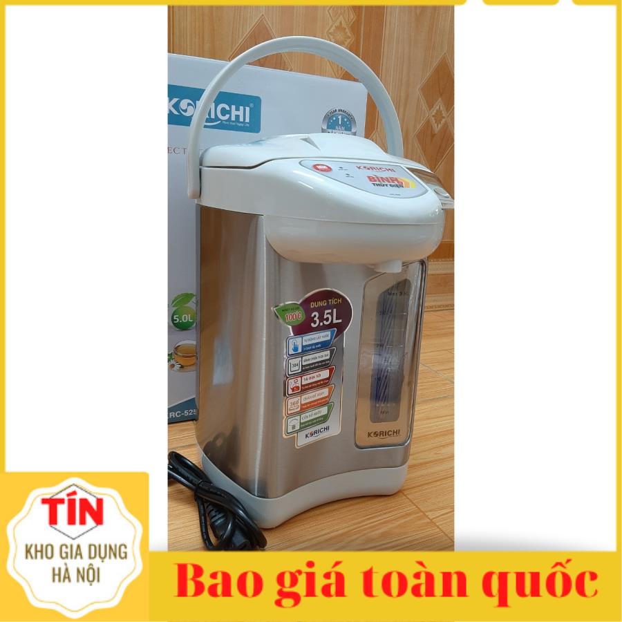 Bình thuỷ điện 3.5 lít Korichi KRC-5235, Bình thủy inox cao cấp, 730w, Chống cạn, 2 chế độ bơm