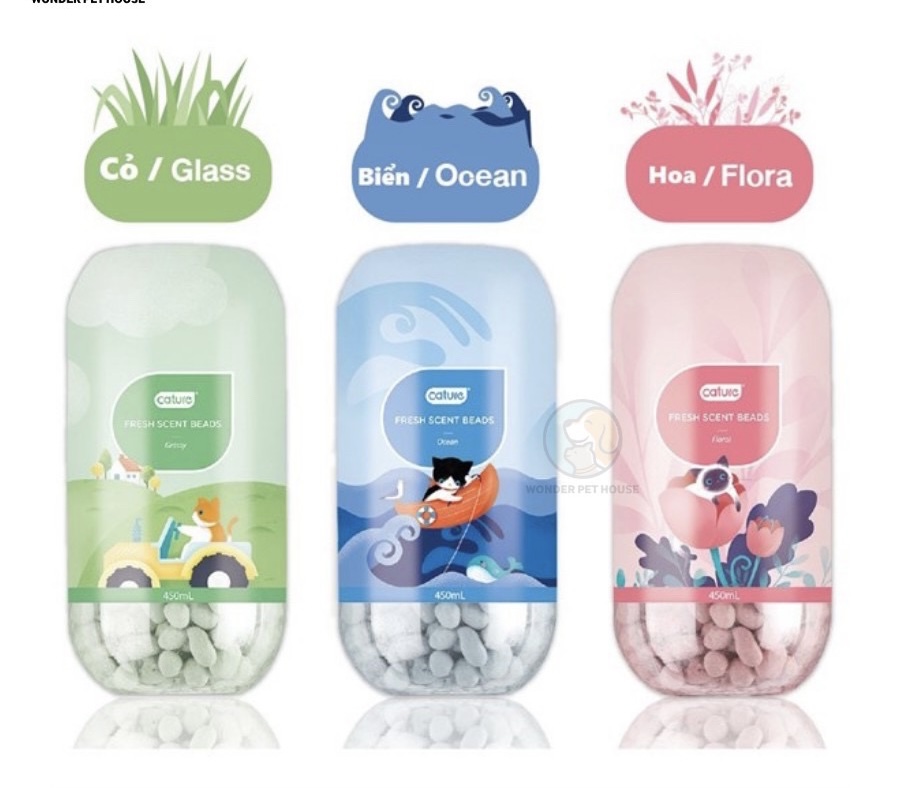 Hạt khử mùi cát vệ sinh cho mèo cature lọ 450ml