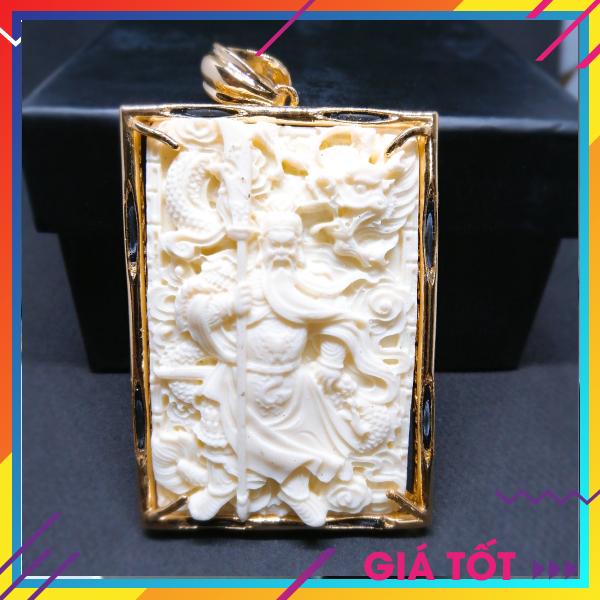 Trang Sức Cao Cấp Mặt Dây chuyền Bạc Thái Mạ Vàng Non. Mặt Dây Chuyền Phong Thủy, Mặt Dây Chuyền Quan Công Cao Cấp, Mặt Dây Chuyền Khóa Rồng, Vòng Cổ Nam Đẹp ( Màu Trắng) (Mặt)