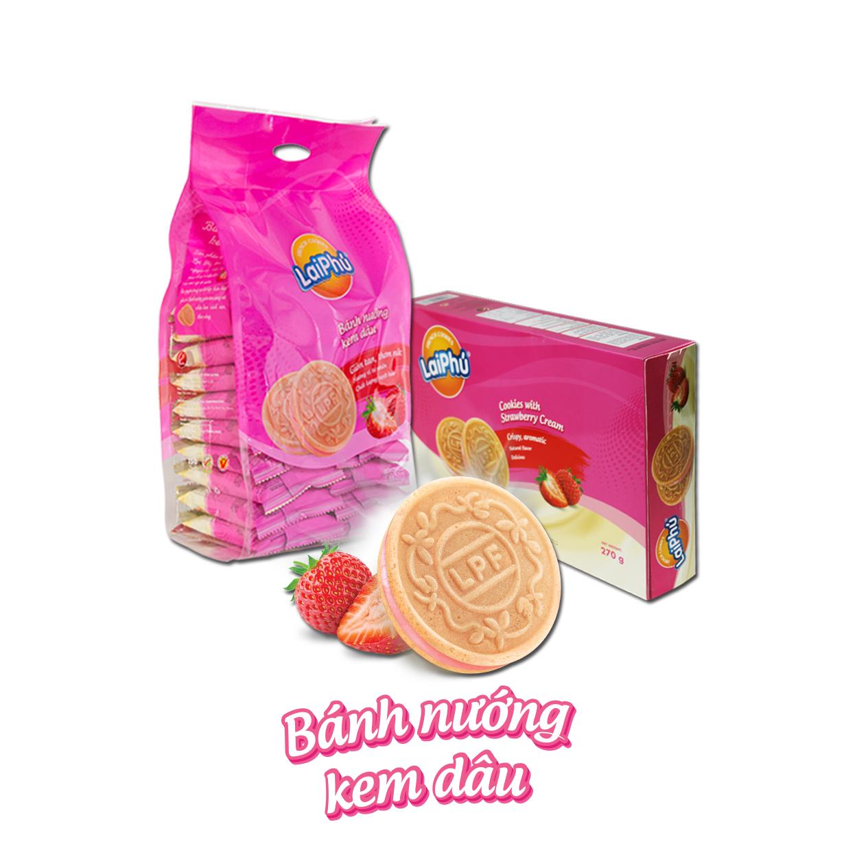 Bánh French Cookies Lai Phú Hương Dâu Gói 350g