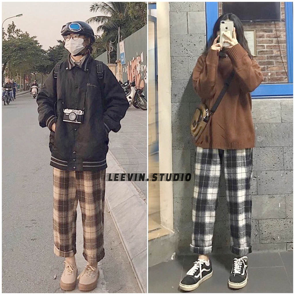 Quần DÀI CARO Ống Rộng Culottes - UNISEX CARO PANTS [PA-CR01] Leevin Studio