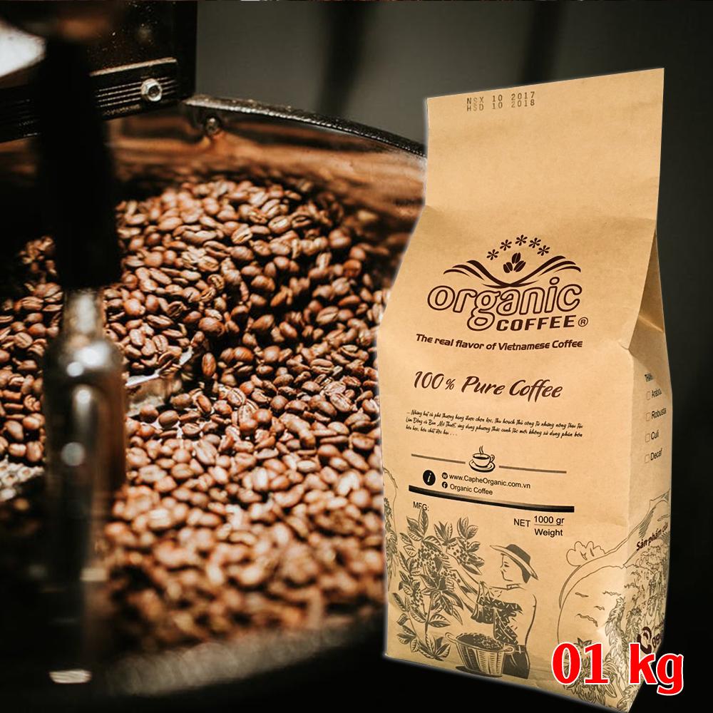 Hạt café pha máy gu hằng ngày - có bột pha phin - thương hiệu organic coffee - 1 kg hạt cafe