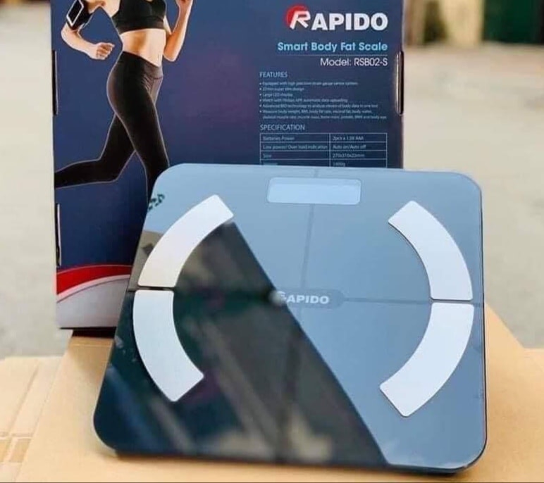 Cân sức khỏe thông minh rapido rsb02-s điều khiển bằng bluetooth nhỏ gọn, đo được 10 chỉ số cơ thể