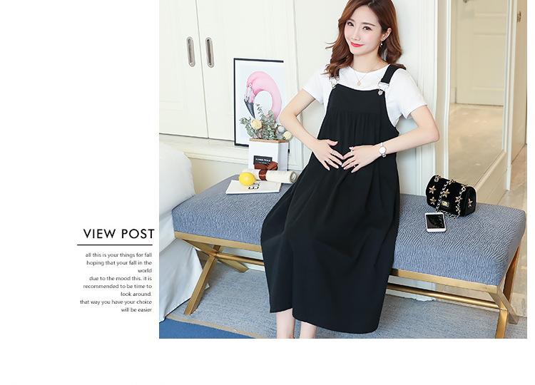 Đầm bầu yếm dài qua gối - Form rộng