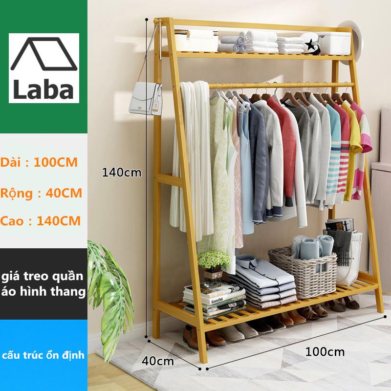 (MIỄN SHIP TOÀN QUỐC)Giá treo quần áo hình thang tre tủ treo quần áo đa chức năng kệ để túi kệ để giày đa chức năng 100CM