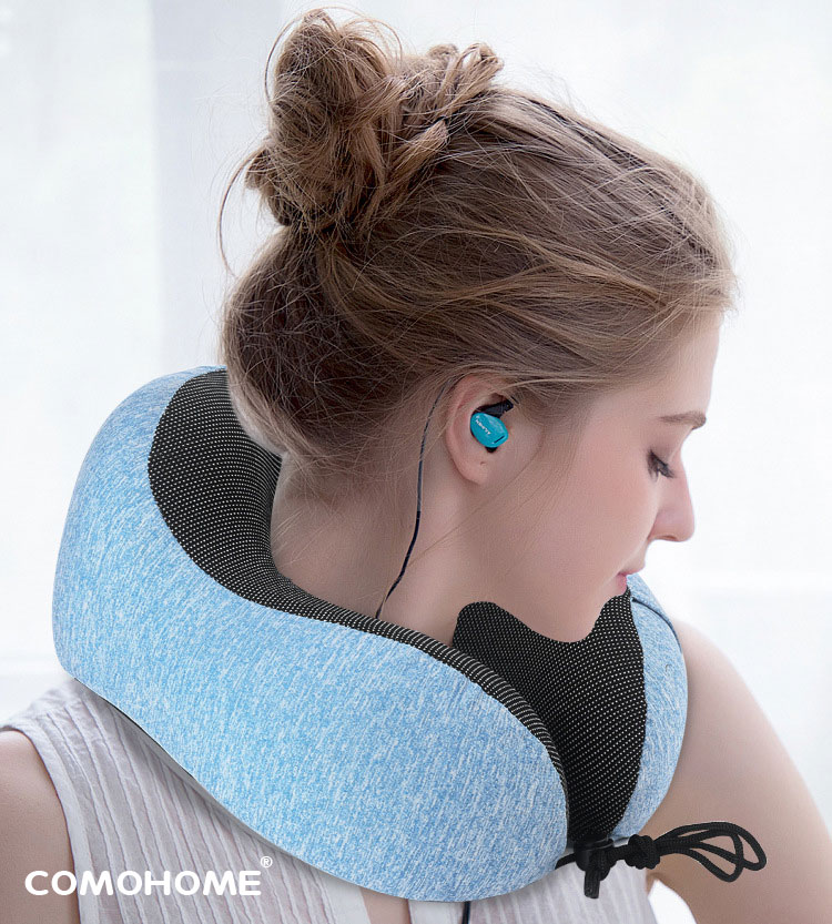 Gối kê cổ đi máy bay, gối kê cổ du lịch, gối chữ U Văn phòng, gối tựa đầu ô tô cao cấp Comohome. Tặng kèm túi đựng