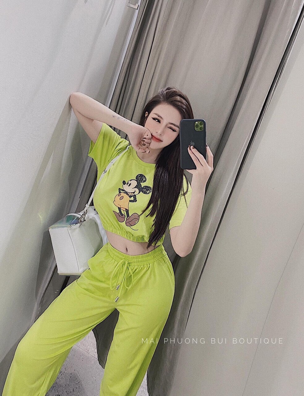 Sét bộ áo croptop in chuột dễ thương